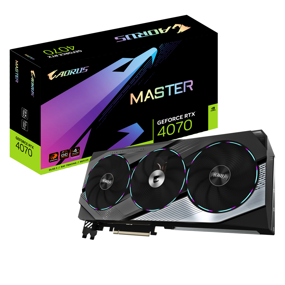 Bekijk afbeelding 1 van 4070 Gigabyte AORUS RTX MASTER 12GB/3xDP/HDMI
